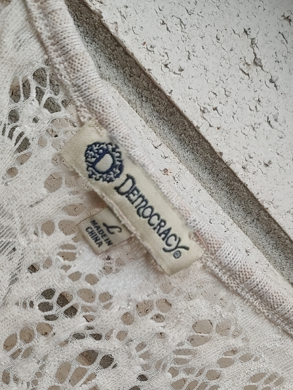 Democracy Lace-Trim Ribbed Knit Top - Beige - Picture 6 of 9